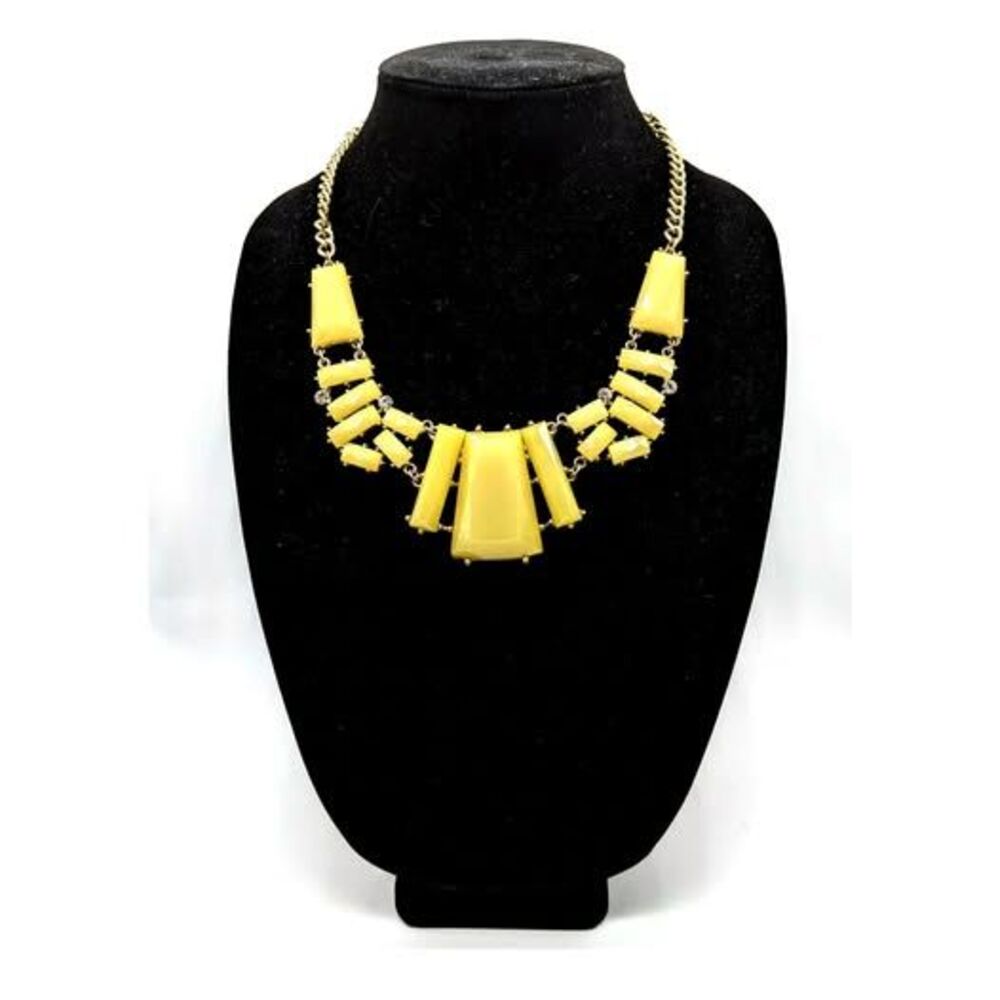 Retro Mod Yellow Geometric Statement Necklace Chunky Collar Choker Y2K/2010s